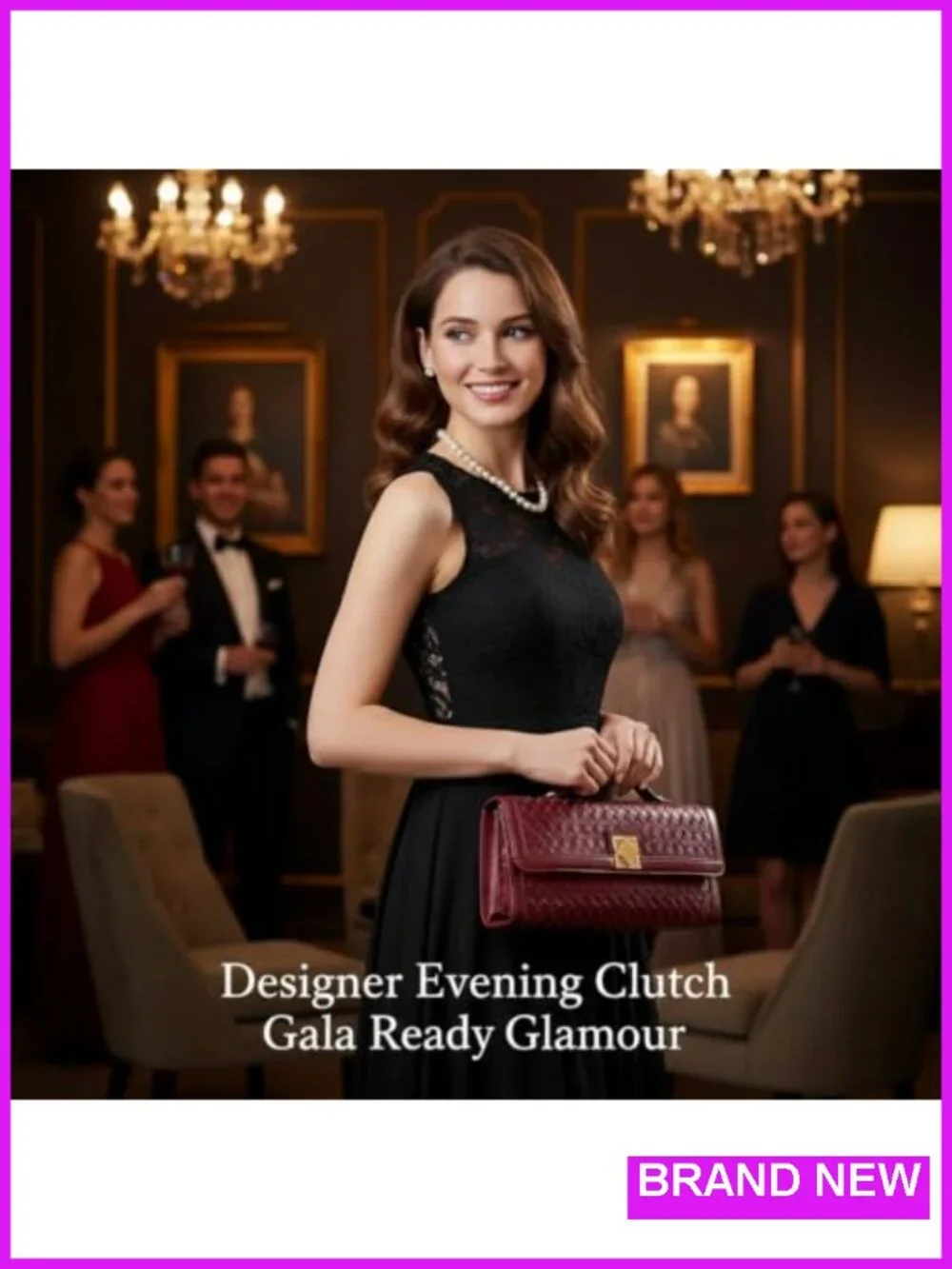 Hand-Woven Vegan Leather Clutch with Butterfly Lock for Wedding